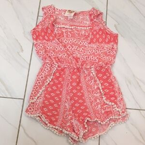 Salmon Pink and White Romper